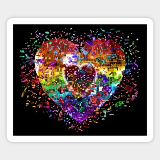 Shattered Rainbow Disco Ball Heart Magnet